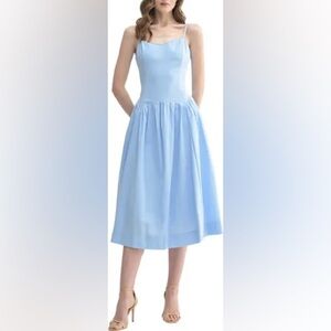 All in favors drop waist cotton & midi dress B3105